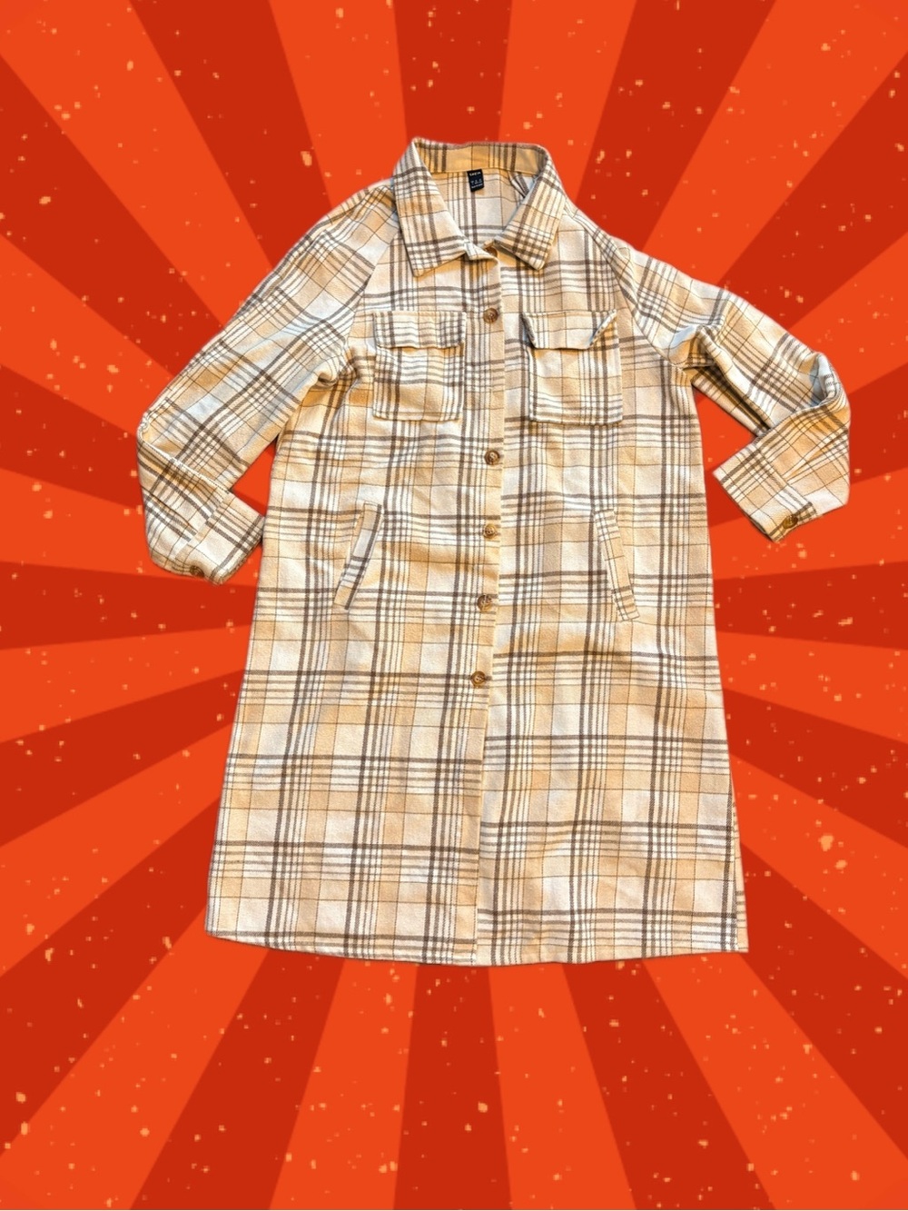SHEIN Beige Plaid Button-Front Kids Pajama Shirt Dress